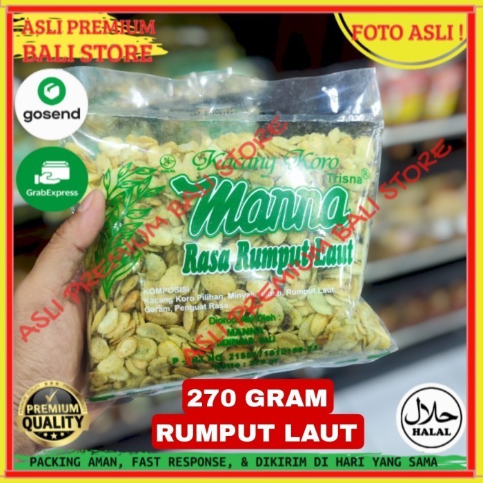 

OLEH OLEH MAKANAN CEMILAN CAMILAN SNACK KULINER KHAS ASLI ORI ORIGINAL BALI KACANG KORO RUMPUT LAUT 270 GRAM GR