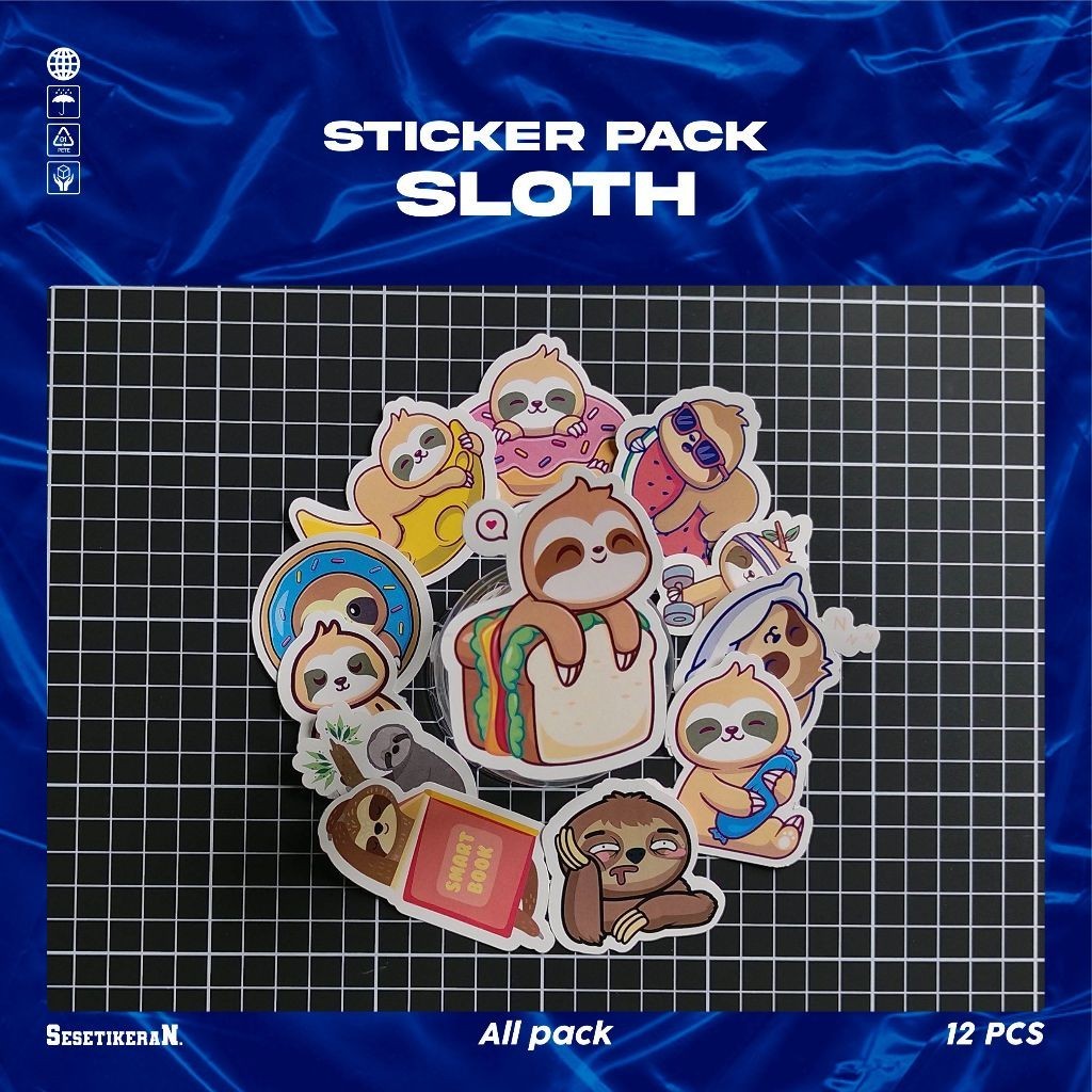 

COD✨ Sesetikeran Stiker Pack Sloth Lucu Untuk Koper Laptop Skateboard