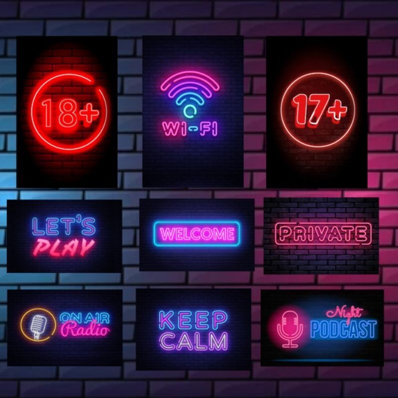 POSTER KAYU FRAME NEON AESTHETIC/DEKORASI KAMAR/COWOK KEREN/WALLDECOR kolam decor