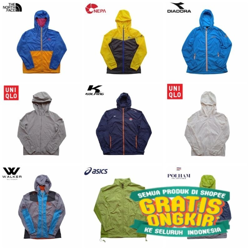 Jaket Running Second Tipis Parasut Preloved/ Best seller