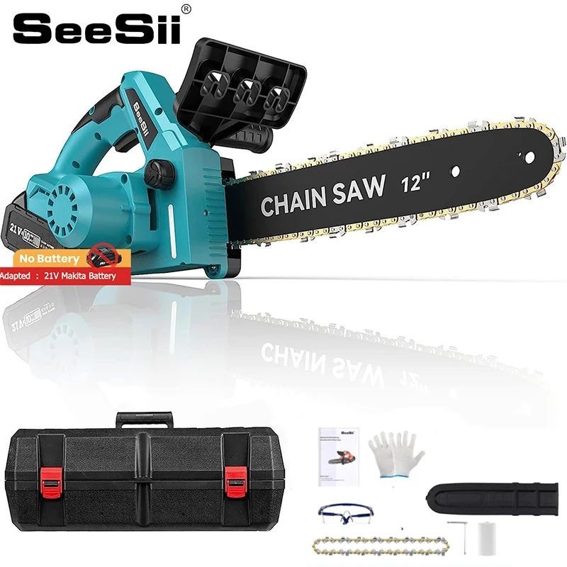 SEESII 12 Inch Brushless Chainsaw Cordless Chain Saw Garden Branch Tree Pruning Tools Without Batter