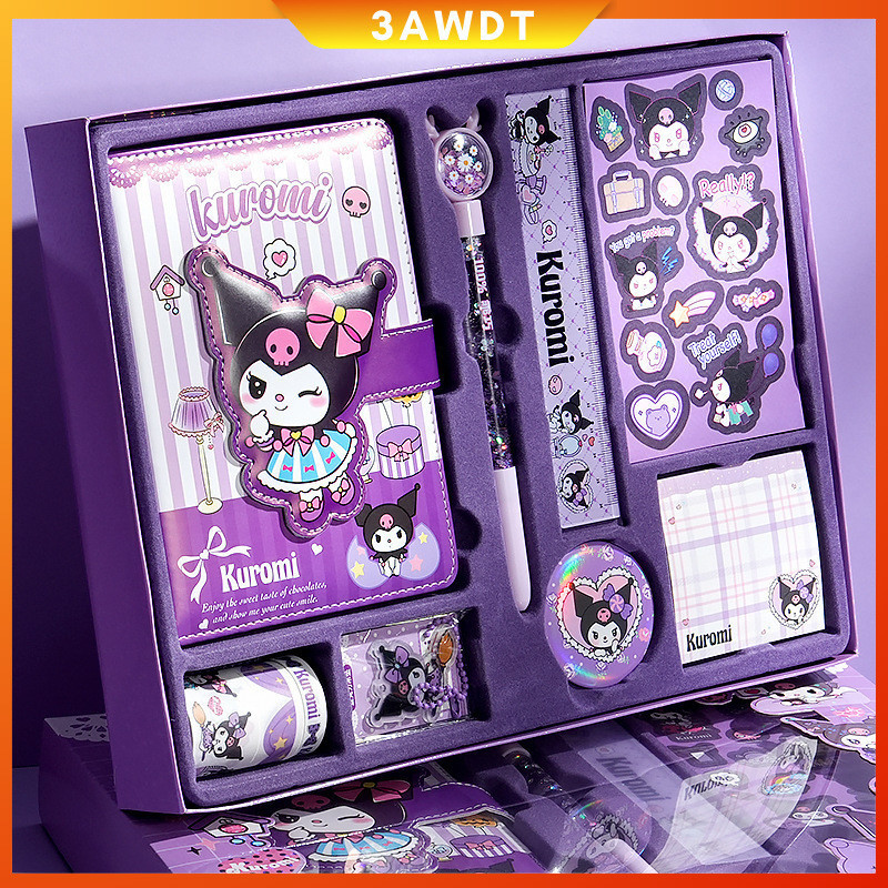 

【COD】SANRIO 9 IN 1 Gift Box Alat Tulis Set Diary Stiker Dekorasi KUROMI MELODY Badge Pelajar Hadiah Anak Perempuan