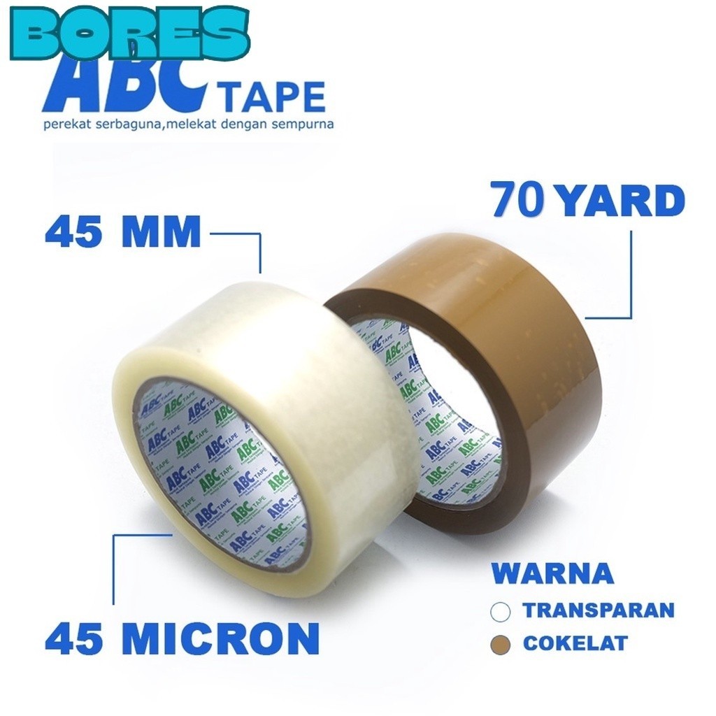 

BORES Lakban Bening 45MM Merk ABC TAPE Lakban Coklat Murah