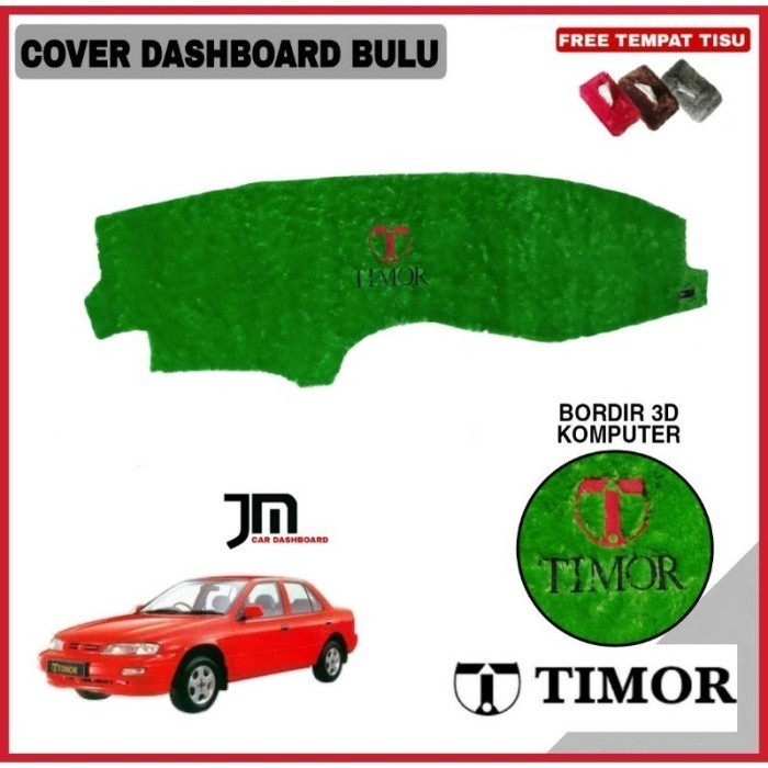 cover dashboard mobil NASIONAL TIMOR 2000-2023 bulu bordir 3D - hju FREE Tempat Tisu Bulu