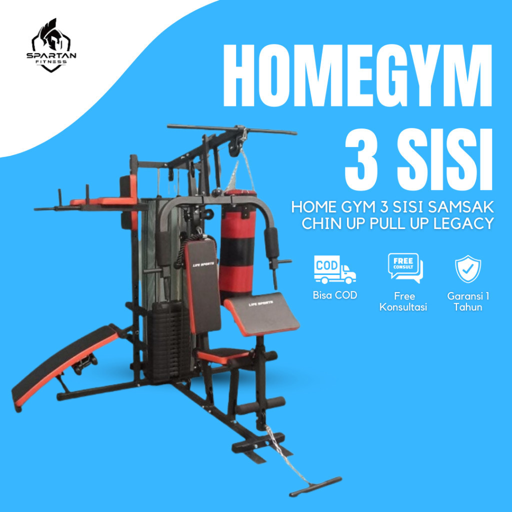 Home Gym 3 Sisi Samsak Home Gym Beban 75kg Alat Olahraga Home Gym Multifungsi