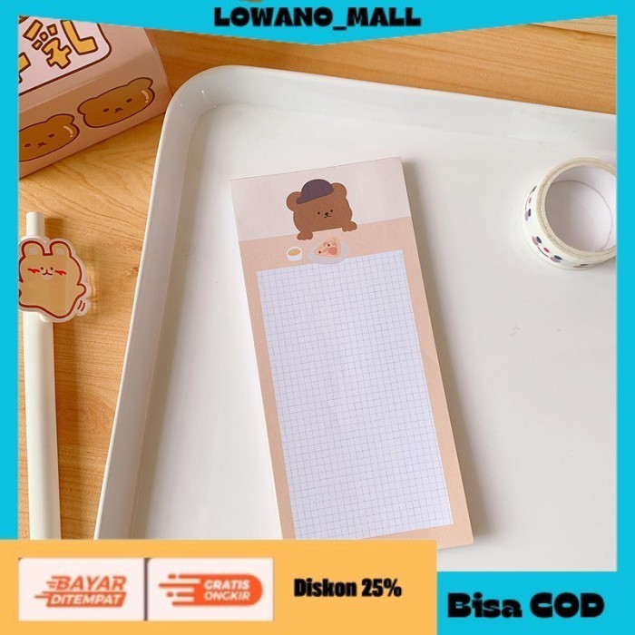 

[[LOWANOMALL]] TERLARIS 50 Lembar Memopad Notepad Beruang Bear Korea Lucu Notes Catatan C COD