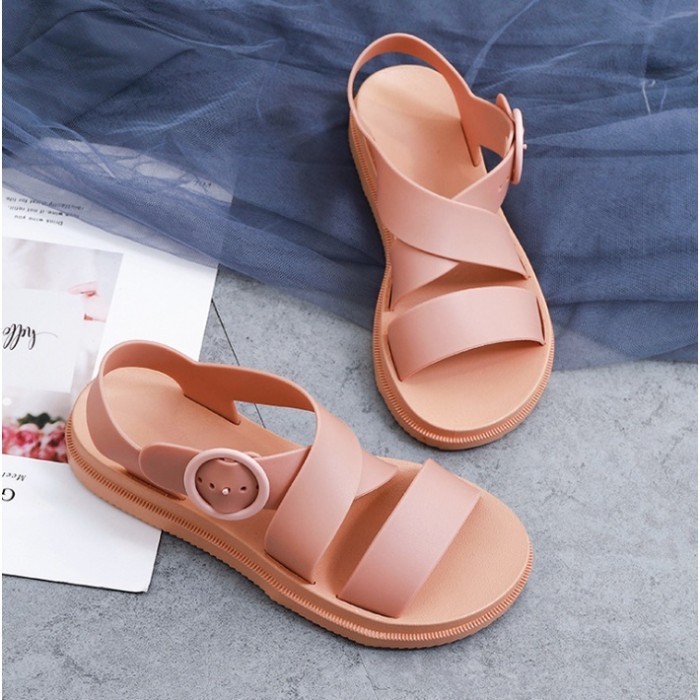Sepatu Sandal Jelly Wanita Karet Fashion Korea - Putih, 39