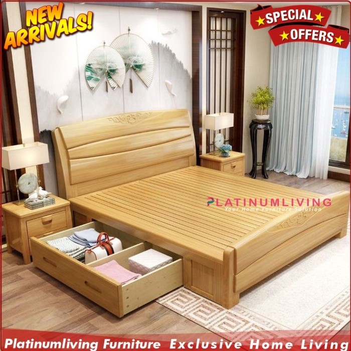 Dipan klasik terbaik kayu jati tebal tempat tidur mewah