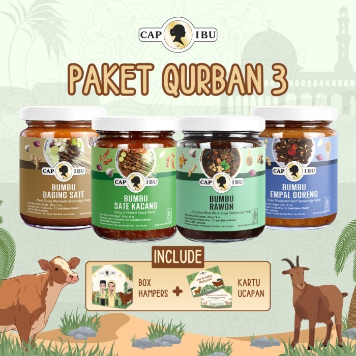 

CAP IBU Paket Qurban 3 - Bumbu Sate Bumbu Rawon dan Bumbu Tongseng Hampers Idul Adha