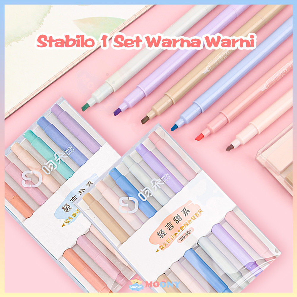 

Moony 6PCS HIGHLIGHTER WARNA WARNI Stabilo 2 Sisi
