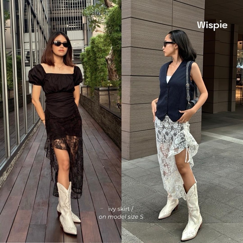 WISPIE Ivy Skirt | Rok Wanita tanpa dalaman Pesta Acara Brokat Lace