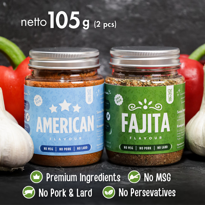 

Bundle American&Fajita DryRub SpiceLab Bumbu Marinasi Kering Serbaguna