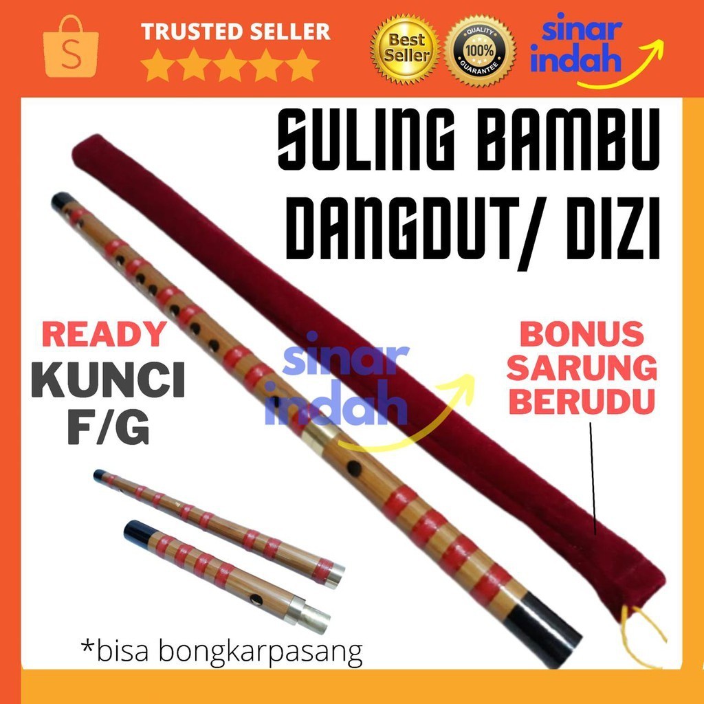 SERULING BAMBU TRADISIONAL CINA SULING CHINESE DIZI KUNINGAN BONUS TAS