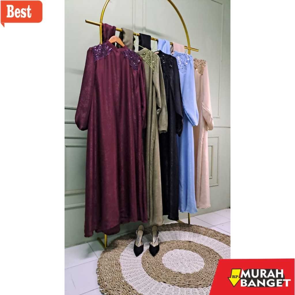 Abaya Turki Kekinian Jasmine Maxi Dress , Gamis + Hijab