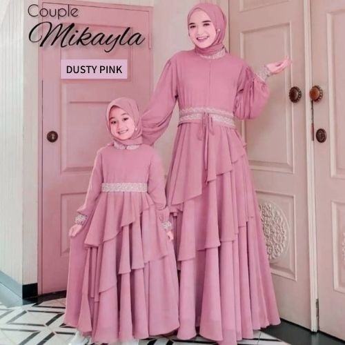 Baju ( gamis + Phasmina ) Couple Sarimbit anak dan ibu MIKAYLA COUPLE MOM & KIDS Usia anak tanggung 