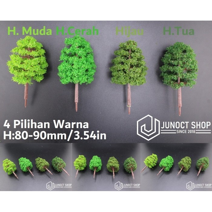 Maket Pohon Rindang 80-90mm 8-9cm 3.54in Daun Hijau HO OO S Scale 1:87 1:75 1:72 1:64 MG PG Gundam G