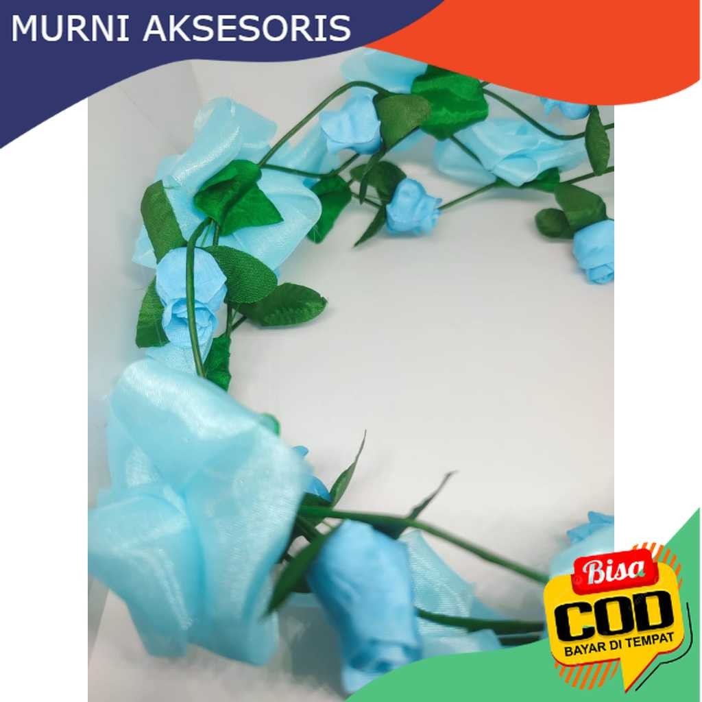 Murni Aksesoris. BANDO MAHKOTA BUNGA MAWAR BIRU / BANDO LINGKAR FLOWER CROWN / MAHKOTA HIJAB