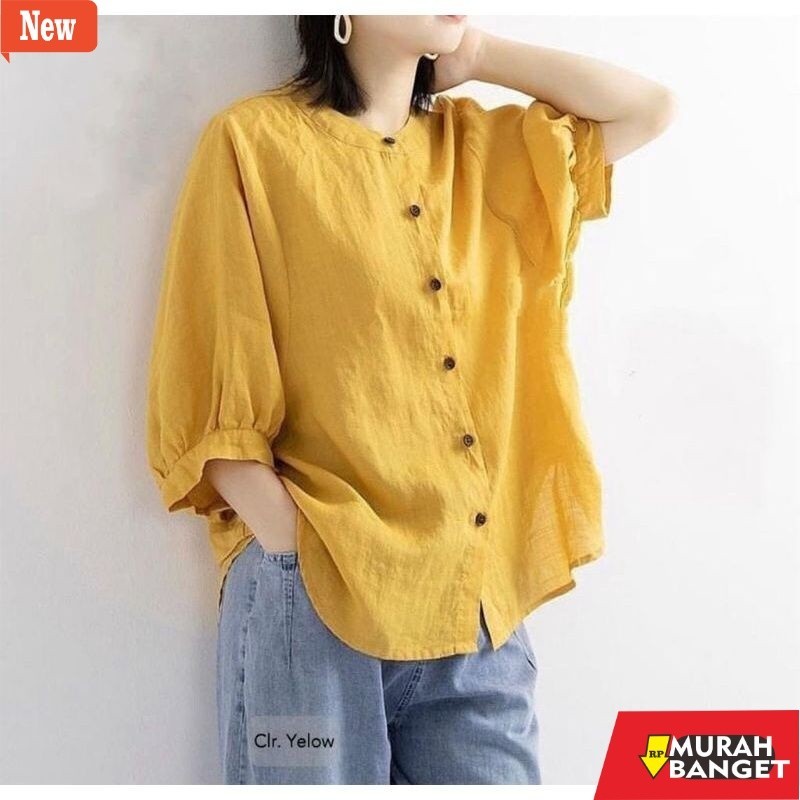 Atasan Wanita Kekinian Baju blouse wanita bahan katun linen premium