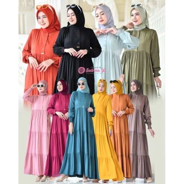 Gamis salvina ys.canda  premium100% Standrt dan JUMBO//BAJU WANITA MODEL BARU / MURAH PROMO