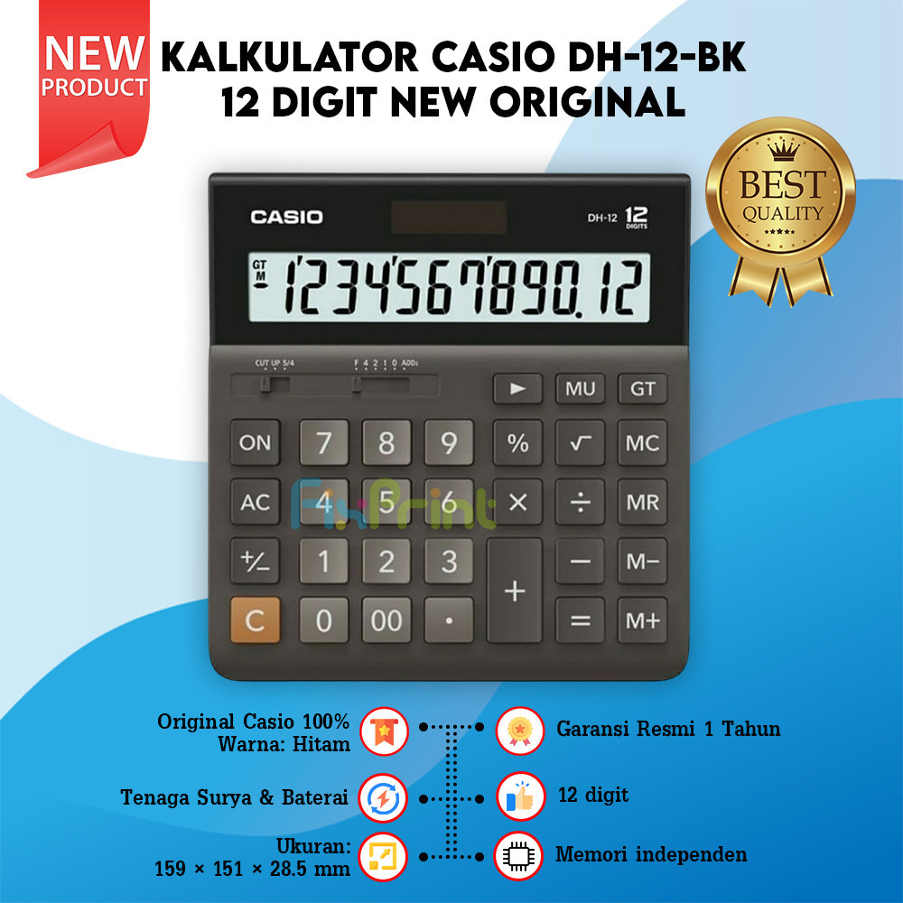 

Calculator Casio DH-12 BK White 12 Digits Kalkulator Desktop Original