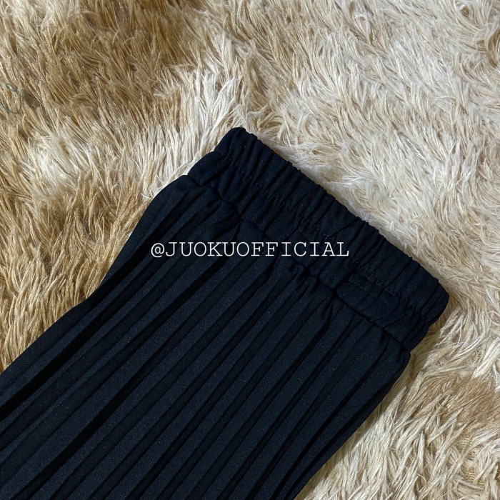 Koleksi Terbaru Rok Span Midi Plisket BB / Rok Plisket BB / Rok Midi Span - Hitam