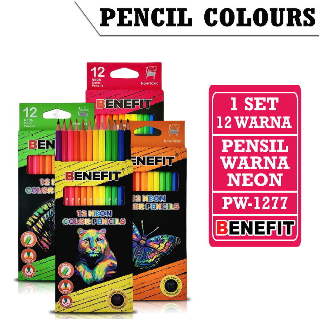 

Apazada Pensil Warna Panjang 12 Warna Neon Non Toxic / Neon Colours Pencil BENEFIT PW-1277