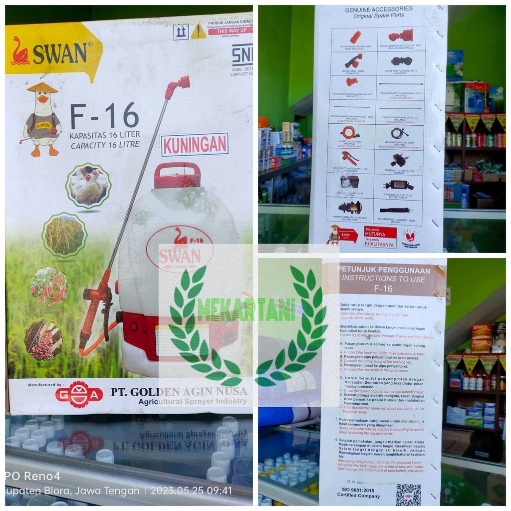 sprayer SWAN F-16 16 liter / alat semprot pertanian cas elektrik swan f-16