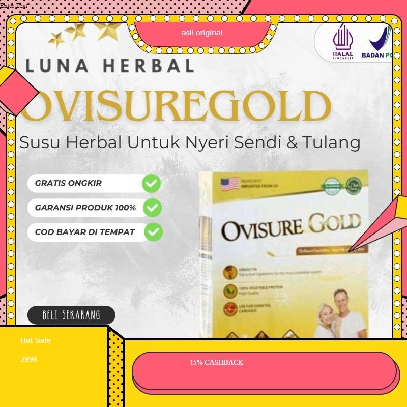 

GROSIR OVISURE GOLD PAKET 1 BOX OVISURE GOLD SUSU ASLI ORIGINAL SUSU SEREAL UNTUK TULANG DAN SENDI ASAM URAT REMATIK 100% HERBAL ALAMI