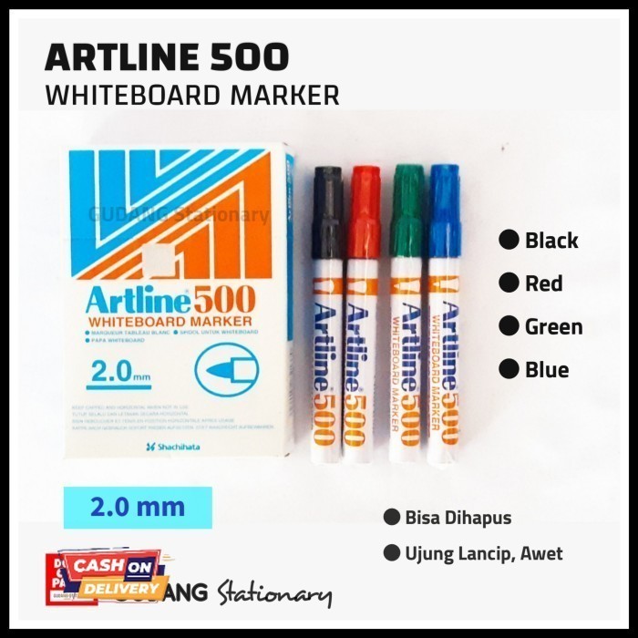

✨LARIS✨ -Spidol Whiteboard Marker Artline 500 ( isi 12 piece ) - Hitam