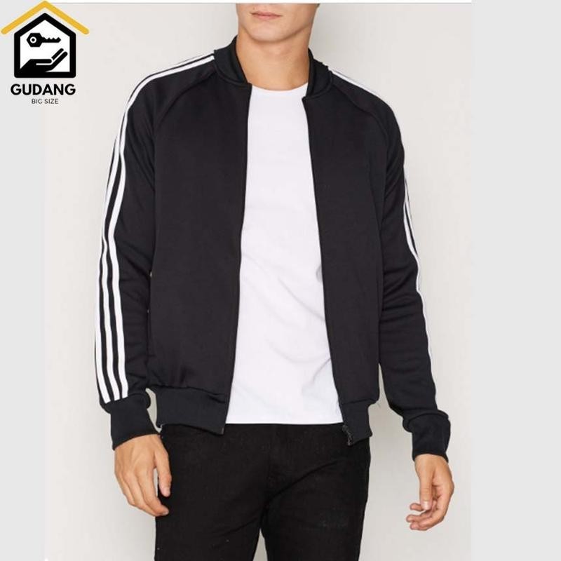 BOMBER PRIA JAKET BOMBER TRACKTOP HITAM POLOS S-6XL JAKET JUMBO