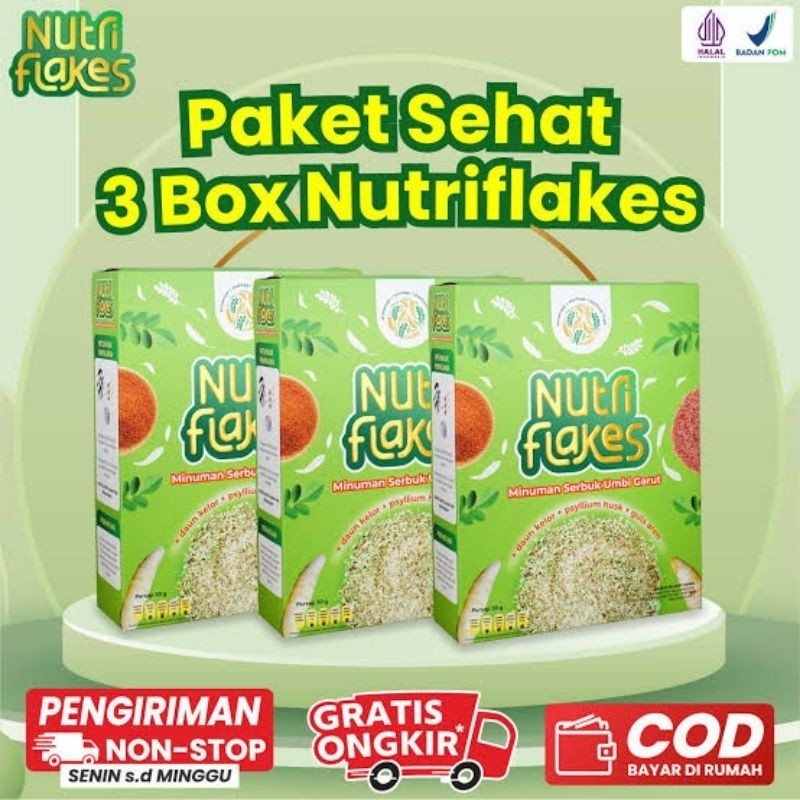

Nutriflakes 3 Box - Original Minuman Umbi Garut Untuk Diet Diabetes Maag Akut Perbaiki Sistem Pencernaan & Terapi Asam Lambung Magh Kontrol Kolesterol