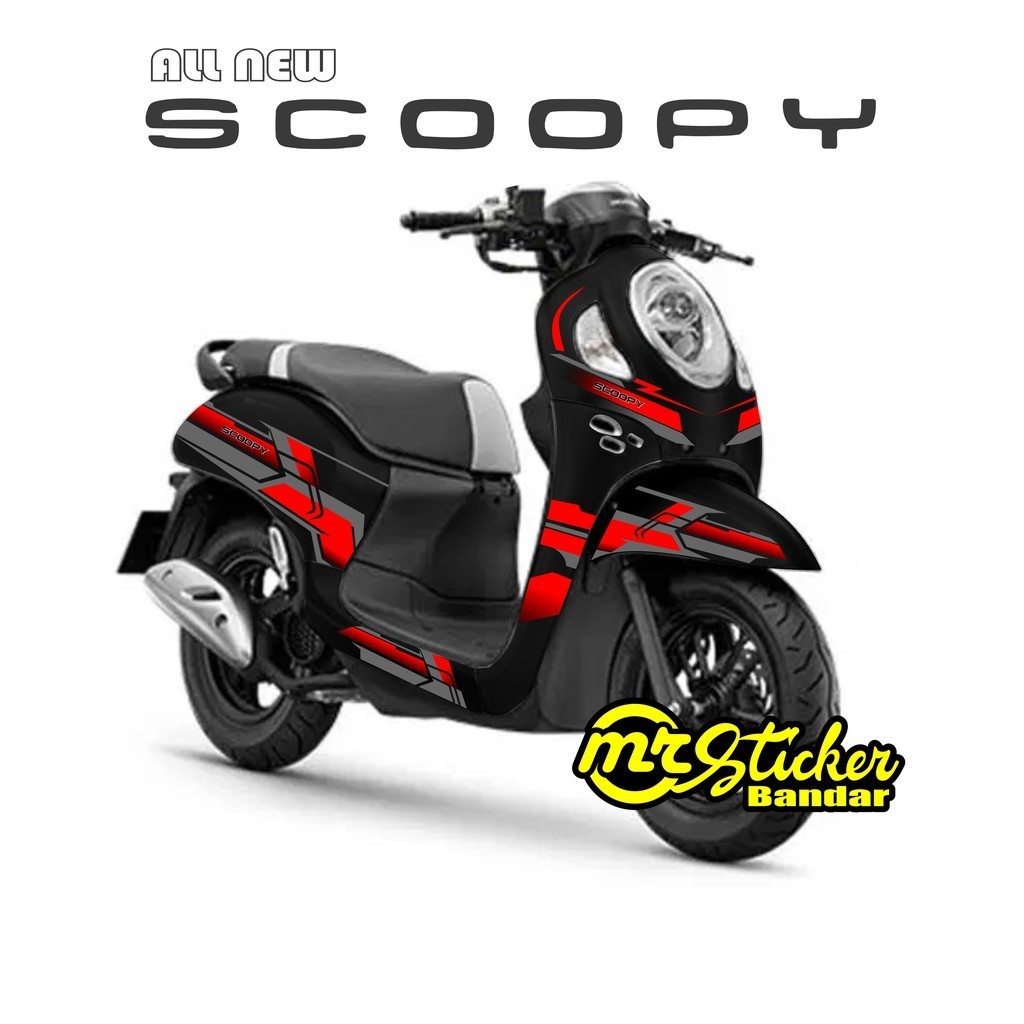 Decal Scoopy full body Dekal Sticker New Fi Baru 2021 PRESTIGE Grafis Merah Abu