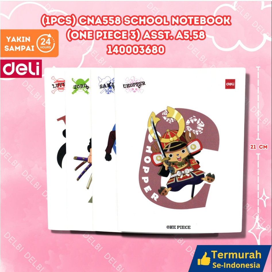

BUKU TULIS 58 @10 DELI (1PCS) CNA558 School Notebook (One Piece 3) ASST. A5,58