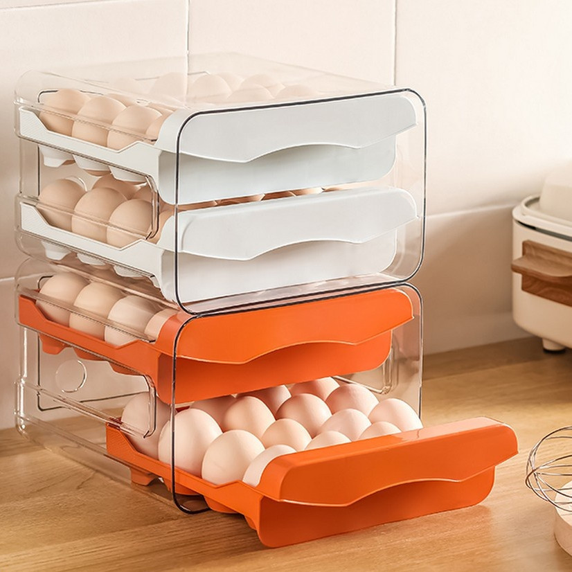 LACI TELOR / TEMPAT TELUR 2 TINGKAT META EGG STORAGE BOX RAK TELUR 2 SUSUN / KOTAK PENYIMPANAN TELOR
