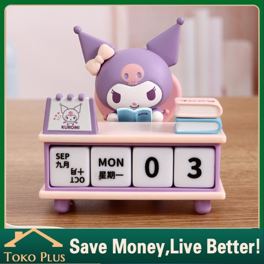 

Figure Calendar Sanrio Kuromi Wooden Table Calender Kalender Portabel Kayu Meja Dekorasi Hiasan Rumah / Kalender Abadi
