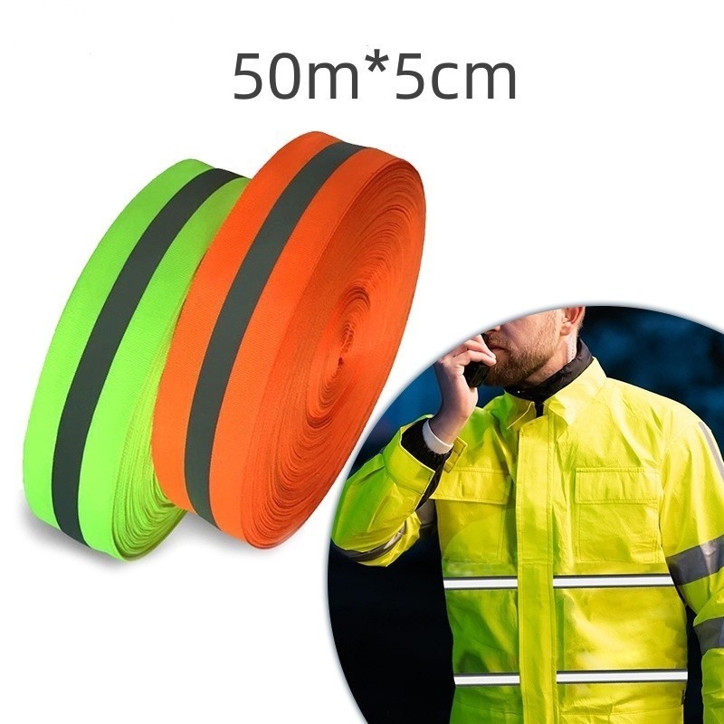 

50m Pita Reflektor 5cm Reflective Kain Reflektor Baju Safety Tali Pita Reflektif Grade A