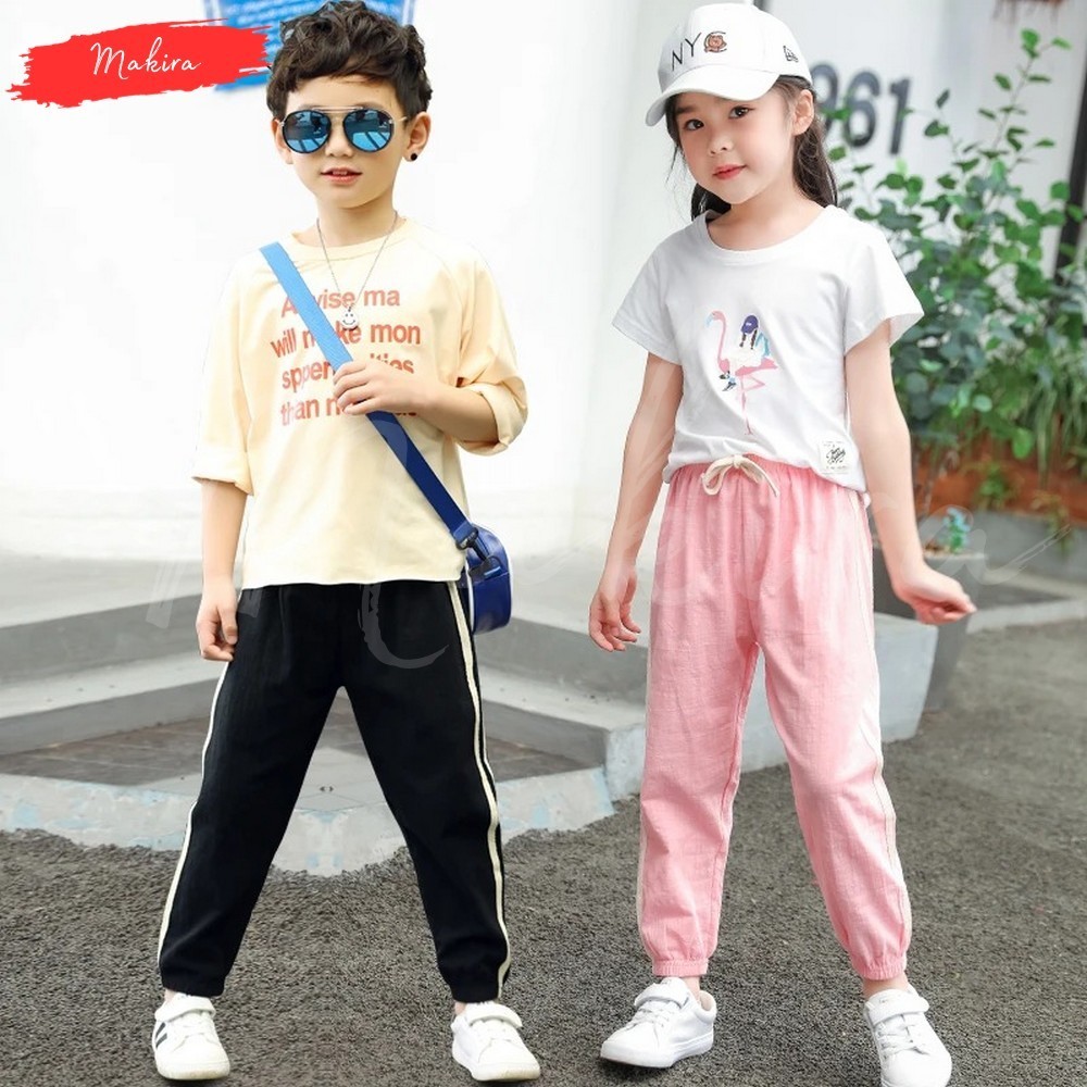 Joger Celana Panjang Anak Laki Laki Perempuan Unisex Cewek Cowok Usia 2-16 Tahun Bahan Fleece Tebal 