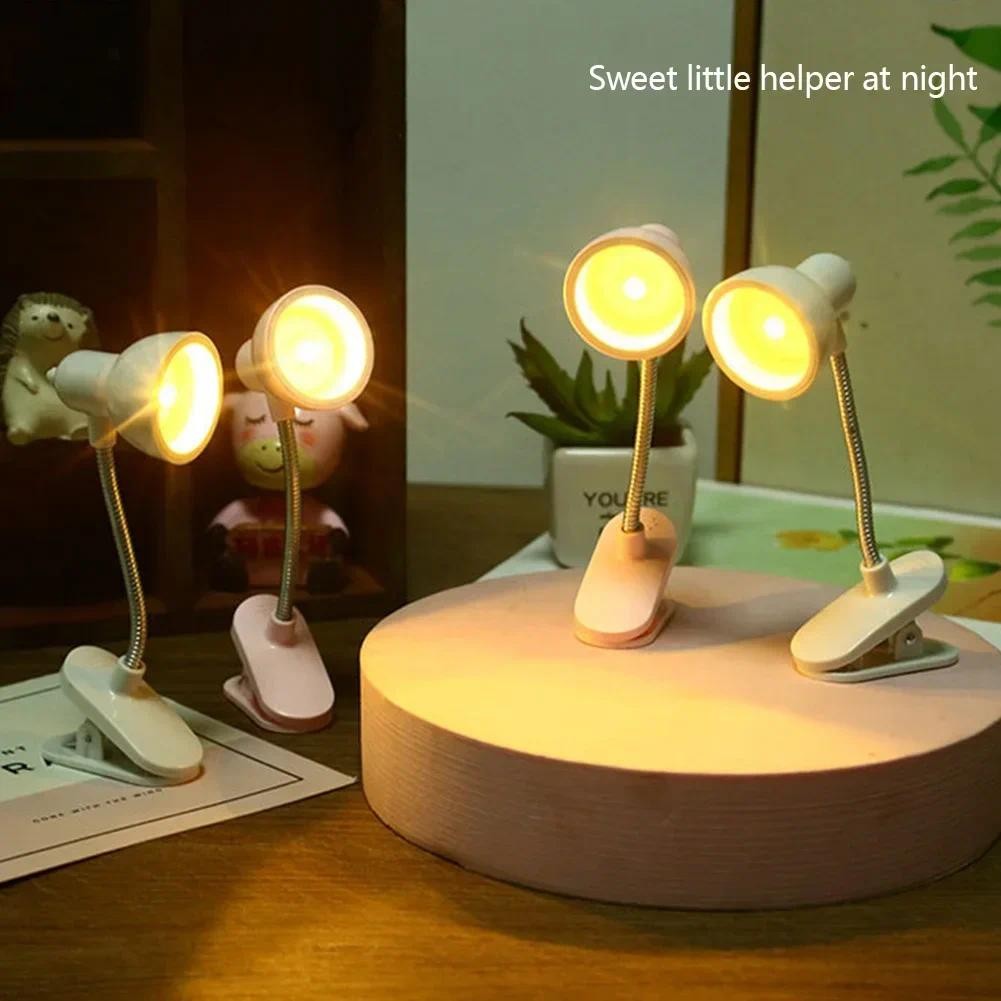 

Mini LED Clamp Lamp Battery Powered Bookmarks Portable Light Reading Bedside Table Nightstand Decorative Book Children For Night
