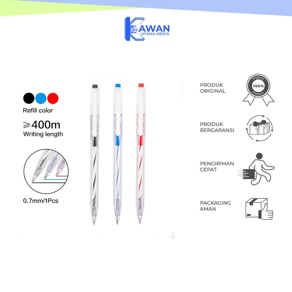 

Deli Ultra Smooth Gel Pen 0.7mm EQ23 EQ24 | Tinta Hitam/Biru/Merah, Retractable