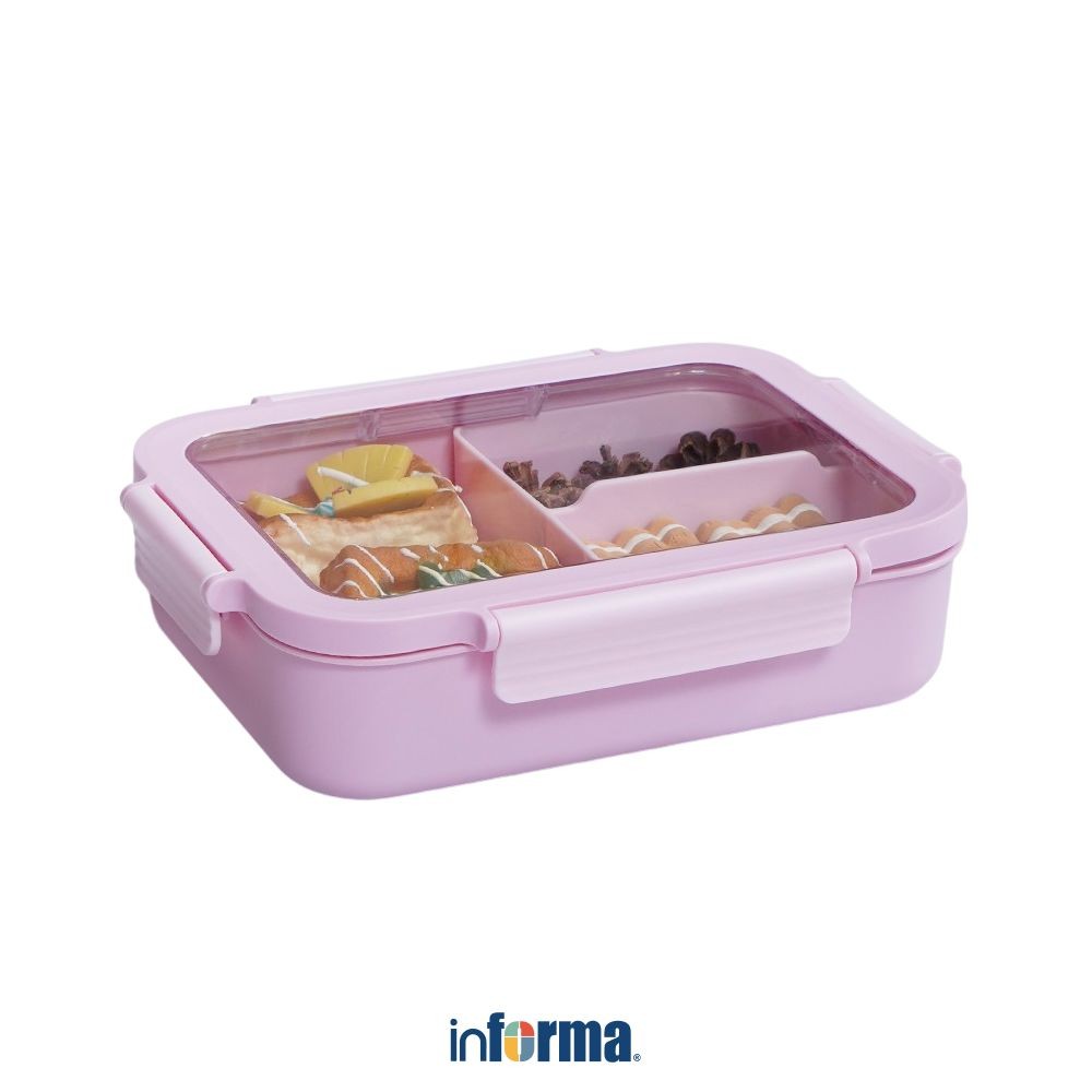 Baru Informa Appetite 1.32 Ltr Cara Kotak Makan 3 Sekat - Pink Lunch Box Food Grade Food Box Kotak