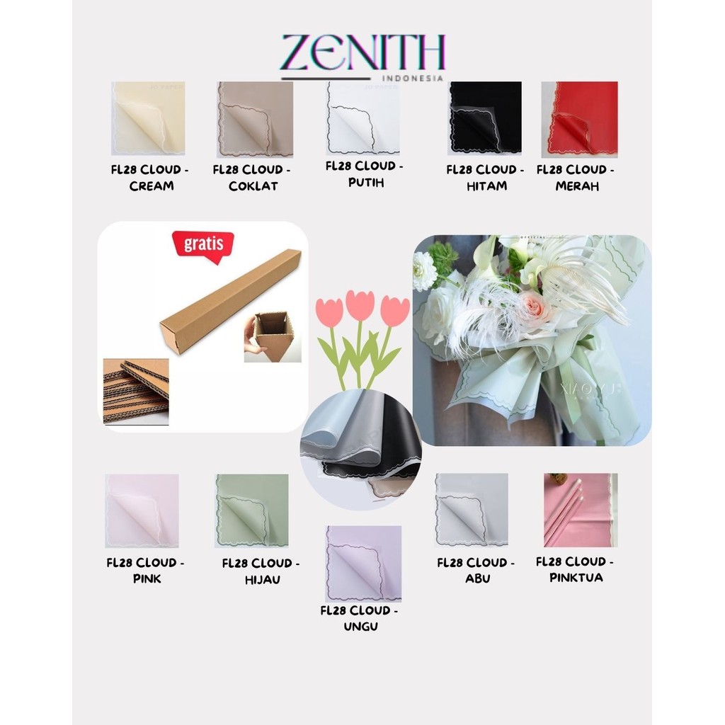 

Zenith - (5 LEMBAR) - FL28 CLOUD Kertas Bunga Paper Buket Motif Frame List Awan Cloud Kado Transparan Florist Cellophane