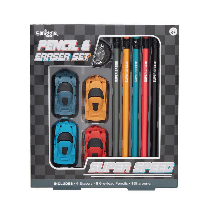 

Smiggle Super Speed Pencil & Eraser Set - IGL470153BLK