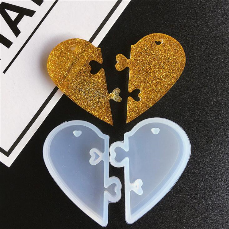 

2Pcs Heart locks for lovers Pendant Liquid Silicone Mold DIY Epoxy Resin Mould Jewelry Making Casting Tools Puzzle Charm Mould