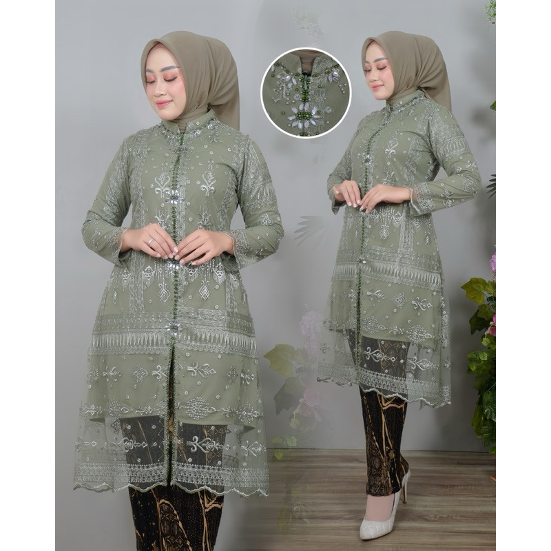 RB2 Setelan Kebaya Modern Tunik Tile Busui Payet Jumbo Baju Batik Couple Kondangan Lamaran Wisuda