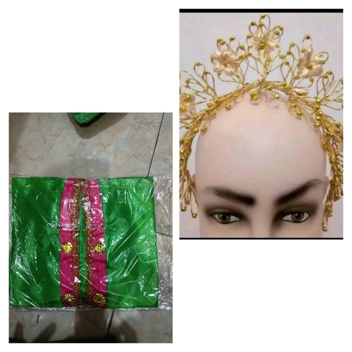 Baju adat bodo anak dan bando - Hijau, S
