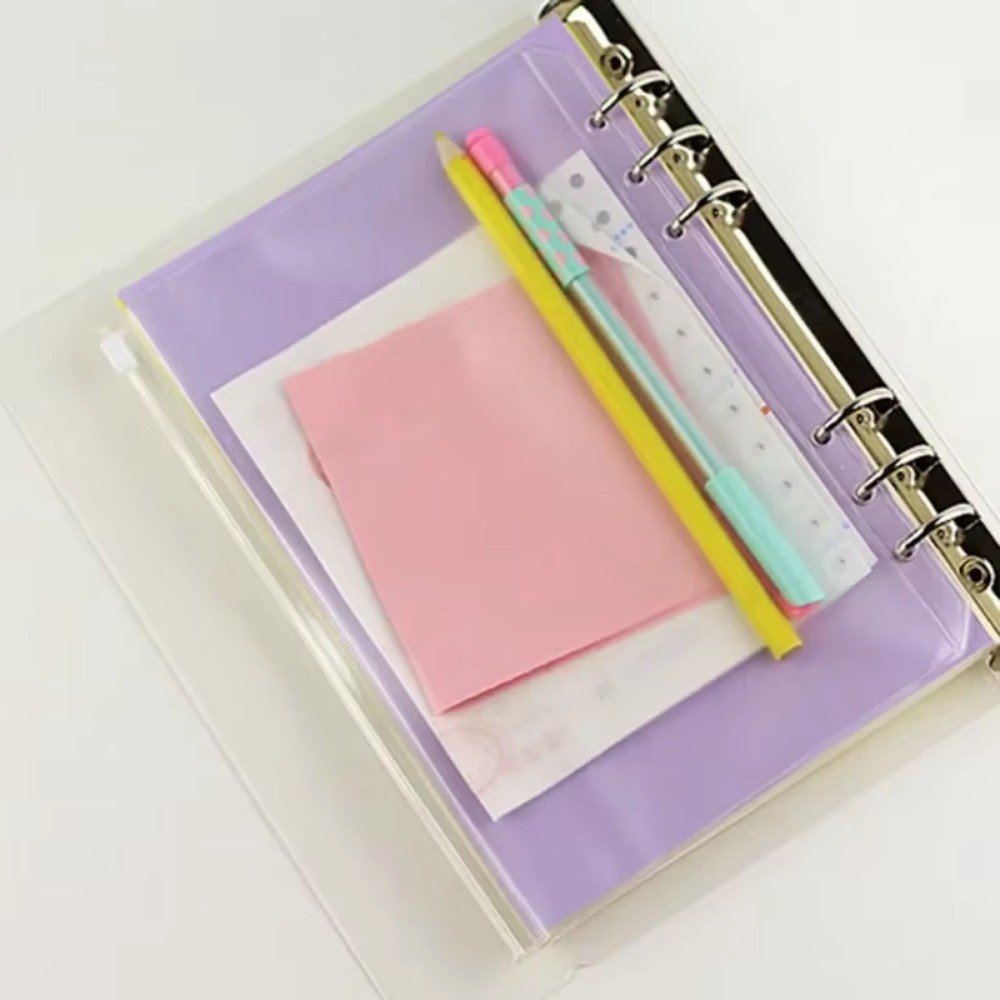 

2025 A5 A6 A7 5Pcs Binder Pockets Binder Zipper Folders for 6 Ring Notebook Divider Page Waterproof PVC Leaf Document Filing Bag