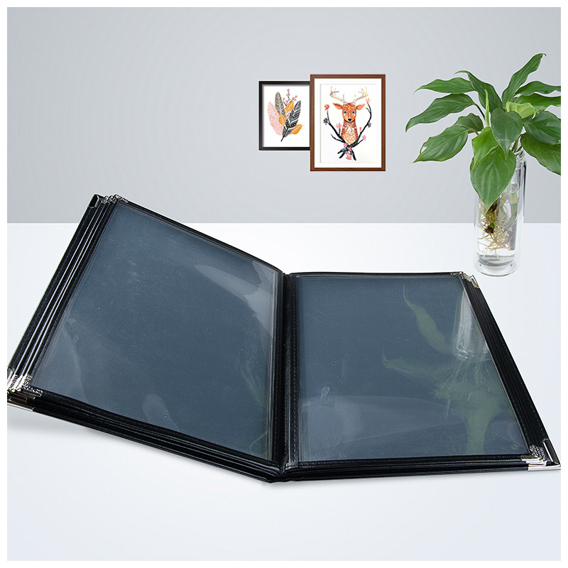

For 148x210mm Inserts Menu Book A5 Recipe Clip Price List PU Leather