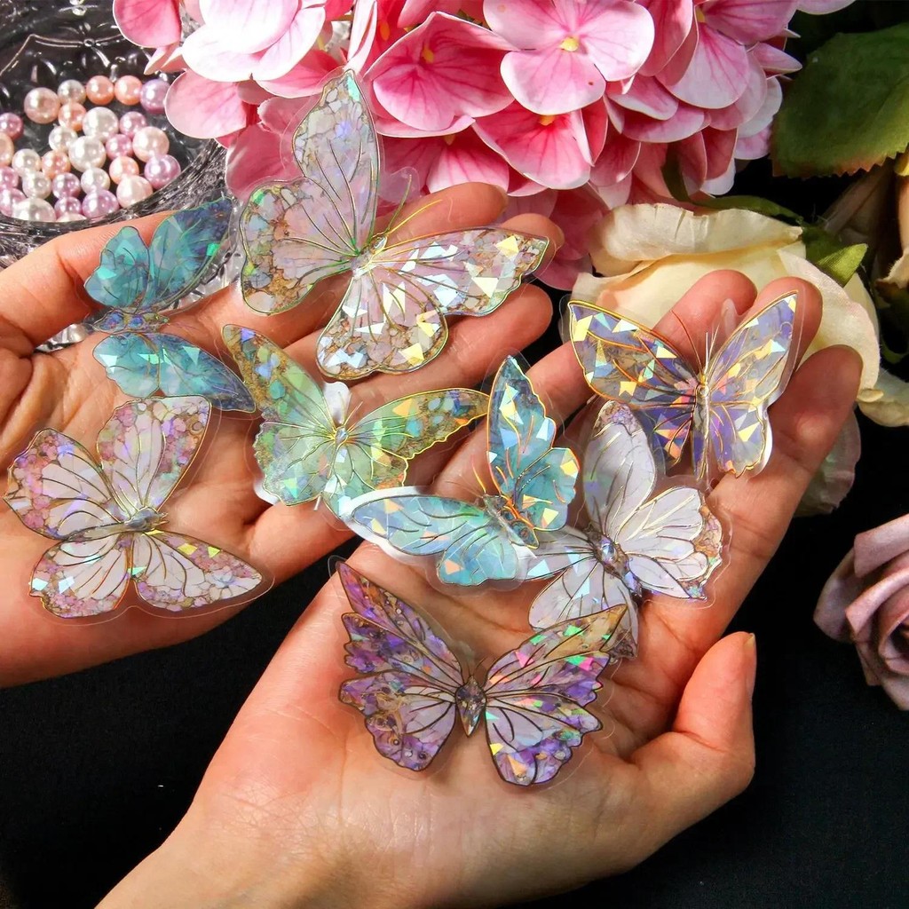 

20pcs/pack Butterfly Stickers Gold Foil DIY Scrapbooking Supplies Collage Stationery Decor Junk Journal PET Stickers