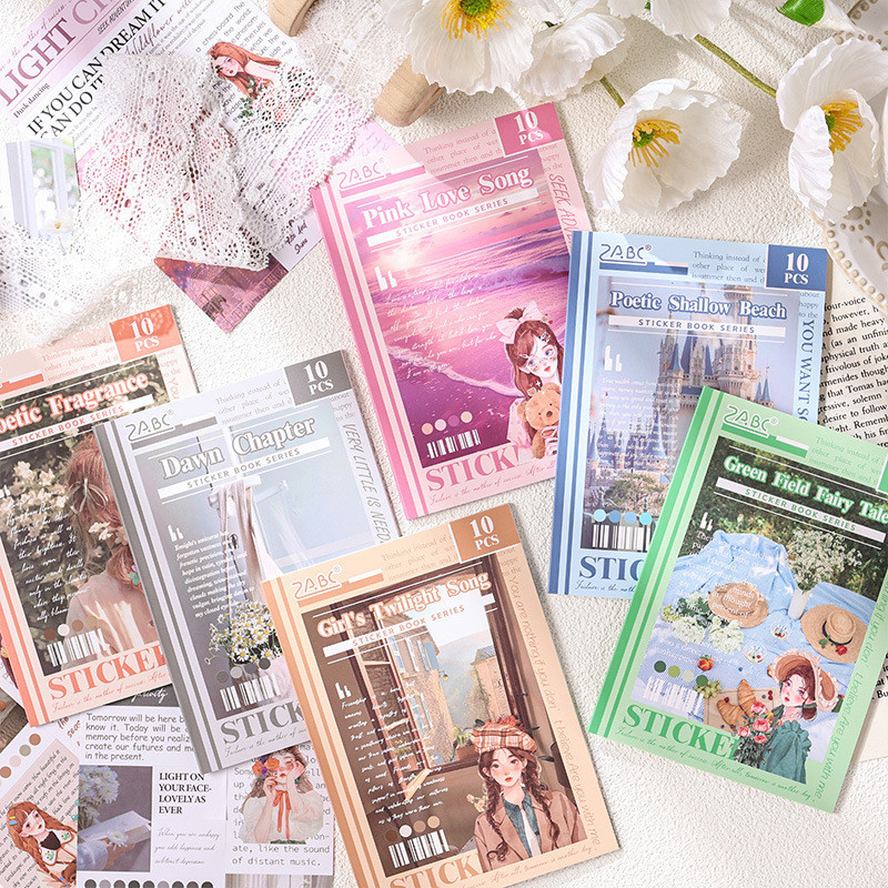 

Journamm 10pcs/pack Girls Paper Stickers DIY Junk Journal Collage Supplies Creative Decor Stationery Aesthetics Stickers