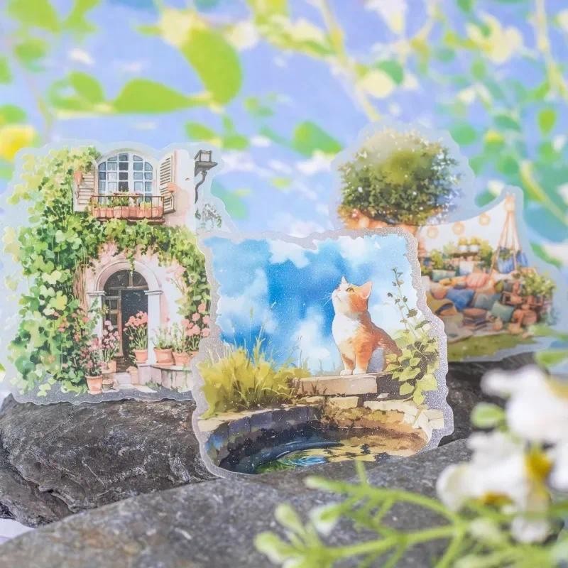 

10Pcs stickers per pack Garden Life Small Scenery Garden Landscape Supplies Handmade Material Stationery Scrapbook 142*95mm
